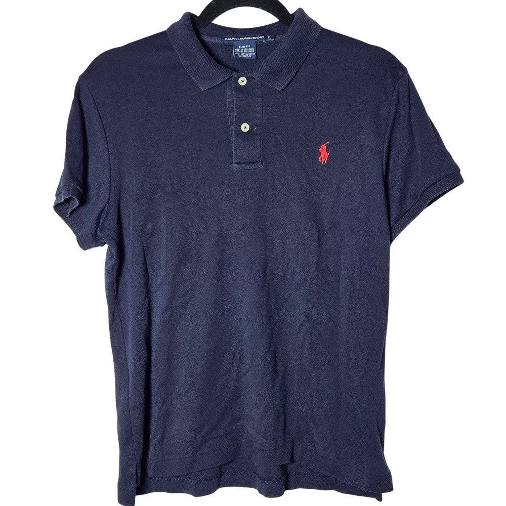 Ralph Lauren Sport Men Blue Slim Fit Polo Shirt XL Old Money Preppy Quiet Luxury